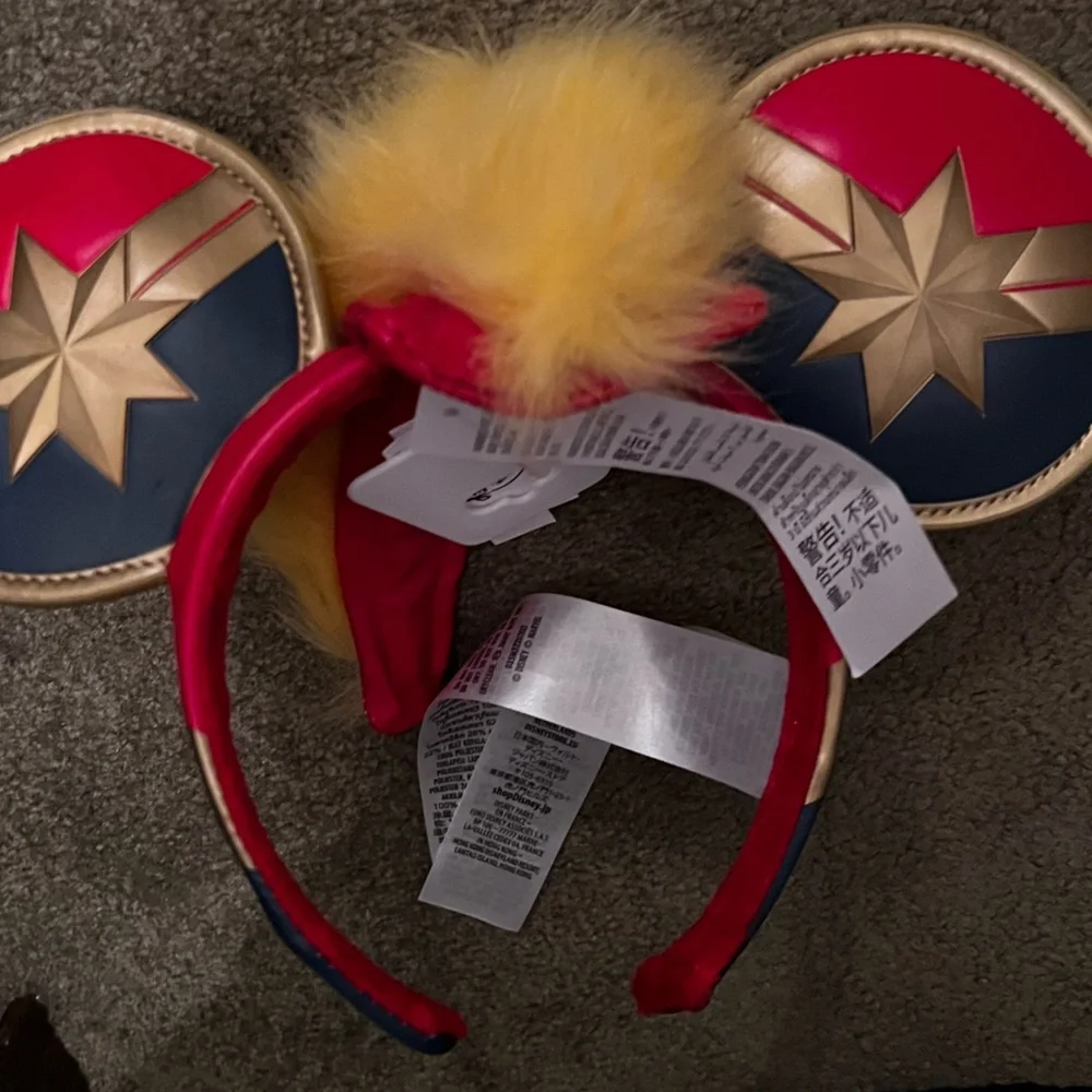 Disney Ears Headband Marvel's Captain w/Hair Mohawk “Higher Further Faster” NWT